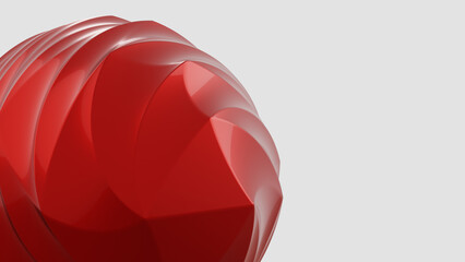 Red colorful abstract twisted geometric object isolated on white. 3d illustration (rendering)