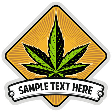 Vector marijuana leaf with sunshine on background, vector logo design concept.