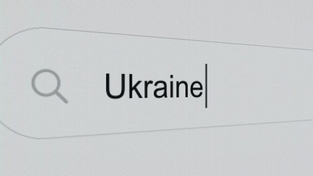 Ukraine - Internet browser search bar question typing text with camera movement.
