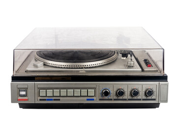 Obraz premium Vintage turntable record player with dust cover