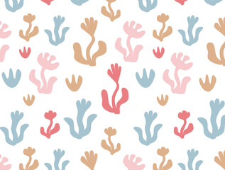 Abstract floral seamless pattern in pastel tones.
Ideal for printing on wallpaper, clothing and accessories.