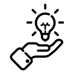 Lightbulb In Hand Flat Icon Isolated On White Background