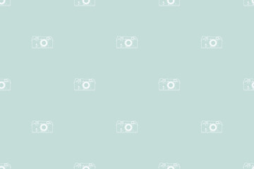 Seamless pattern from old drawn cameras. Background on the theme of photography and photographic equipment.