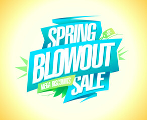 Spring blowout sale, mega discounts, web banner or flyer advertising design template - obrazy, fototapety, plakaty