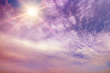Fototapeta na wymiar Fantastically beautiful sky in lilac tones