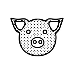Pig doodle icon isolated on white background