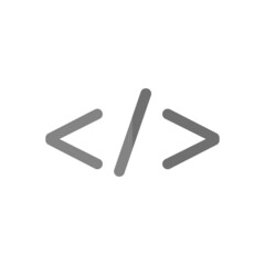 Programming code grey flat vector icon
