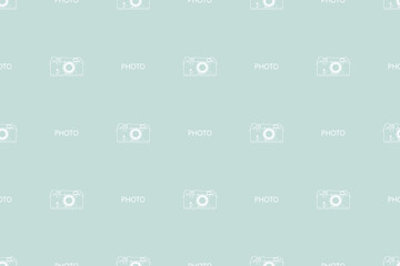 Seamless pattern from old drawn cameras. Background on the theme of photography and photographic equipment.