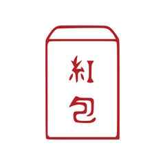 Chinese envelope outline icon isolated on white background