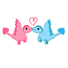 Hand drawn funny cartoon dragon characters. Cheerful illustration