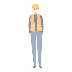Constructor in mask icon cartoon vector. Medical safety. Prevention team
