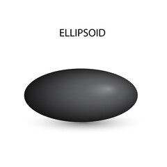 ellipsoid with gradients and shadow for game, icon, package design, logo, mobile, ui, web, education. 3d ellipsoid on a white background. Geometric figures for your design.