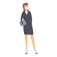 Woman manager in mask icon cartoon vector. Safety business. Executive person