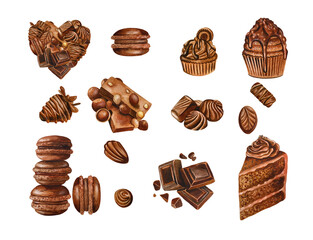 Set of different chocolate sweets