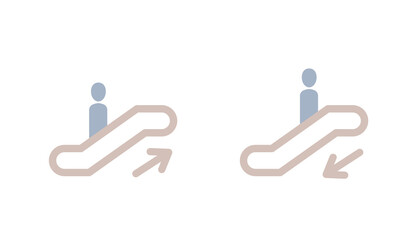 Up and down escalator icon, Vector illustration set.
