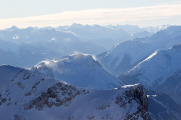 European Alps from the top of Zugspitze - Germany's tallest mountain