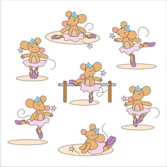 Set of ballet pose ballerina mouse © A Stup