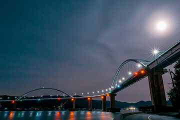 橋の上の月