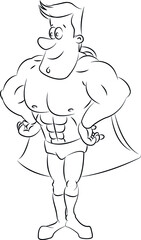 Cartoon superhero cape line art vector illustration