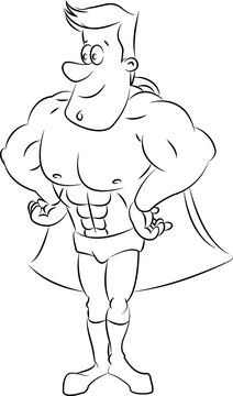 Cartoon Superhero Cape Line Art Vector Illustration