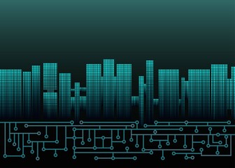 Sky-fi. Abstract city on a microchip. Sample.