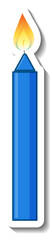 Blue candle with light cartoon sticker