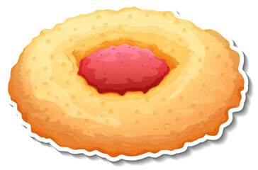 A butter cookie with stawberry jam