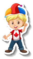 Sticker Canadian boy wearing Jester hat