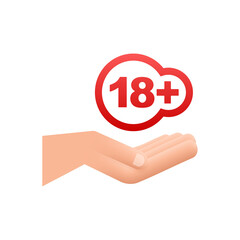 Under 18 sign warning symbol. Eighteen plus. Censored business concept. Vector illustration