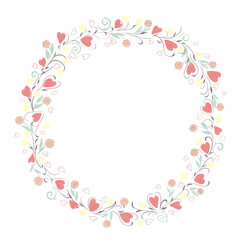 wreath of hearts and flowers