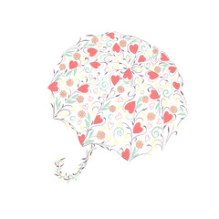 Umbrella made of hearts and flowers