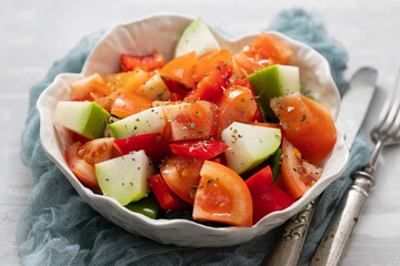 fresh uncooked vegetables in white bowl preparation food