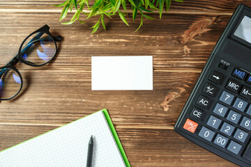 Business cards Mockup on color background. Flat Lay. copy space for text