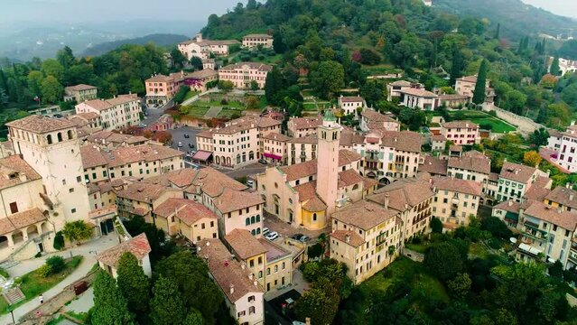 Aerial view of Asolo - Treviso, Veneto, Italy - Drone