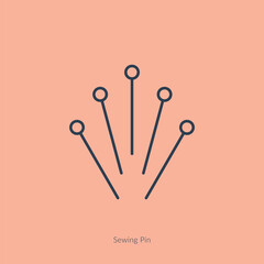 Tailor sewing pins single line icon, line style design, vector illustration.