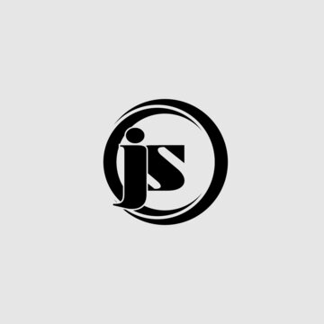 Letters JS simple circle linked line logo