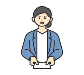 名刺を差し出す若い男性社員ののイラスト素材