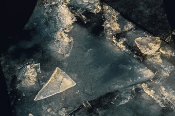 Contrasting ice in dark water