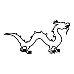 Chinese dragon contour outline line icon black color vector illustration image thin flat style