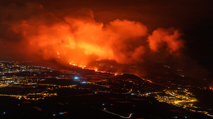 El Paso, Tajuya, La Palma - November 22, 2021. Cumbre Vieja volcano eruption. Canary Islands active volcano. - Powered by Adobe