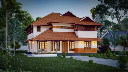 Fototapeta na wymiar 3d illustration of a newly built luxury home