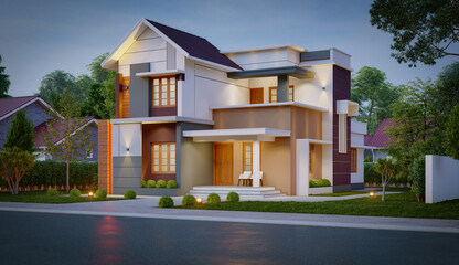 Obraz premium 3d illustration of a newly built luxury home