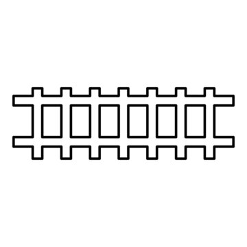 Rail rails Railroad Railway Train track contour outline line icon black color vector illustration image thin flat style
