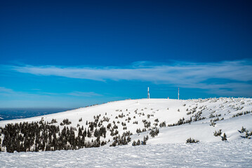 Fototapeta na wymiar Velka luka and Krizava hills from Veterne hill in winter Mala Fatra mountains in Slovakia