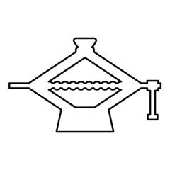 Screw jack lifting equipment mechanism for lifting supported loads of car maintenance scissor shape contour outline line icon black color vector illustration image thin flat style