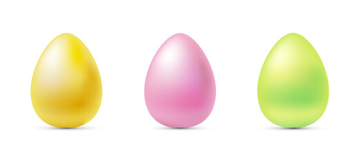 3d Easter colorful eggs set. Isolated vector.