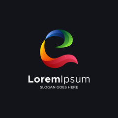 Obraz premium Letter c logo design in colorful style, media, tech, studio, creative.