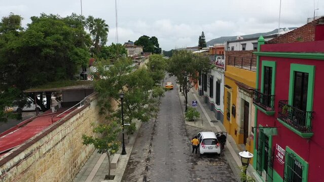 Aerial view of a street in Oaxaca