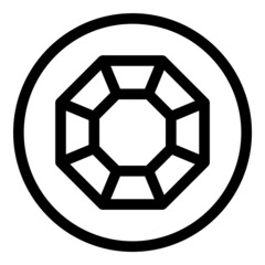 Fototapeta premium Diamond Gemstone Jewelry Flat Icon Isolated On White Background