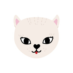 Cute hand drawn cat with big eyes and sunglasses